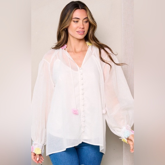 Mallory - long sleeve and tank flower blouse top - Picture 2 of 3